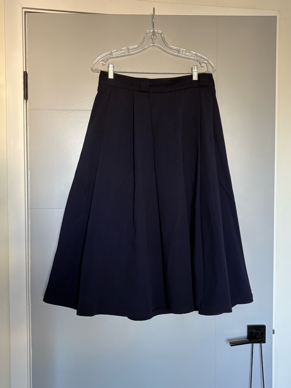 Zara Navy A-Line Midi Skirt